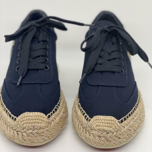 Christian Louboutin Navy and Tan Espadrille Flats - Picture 4 of 10